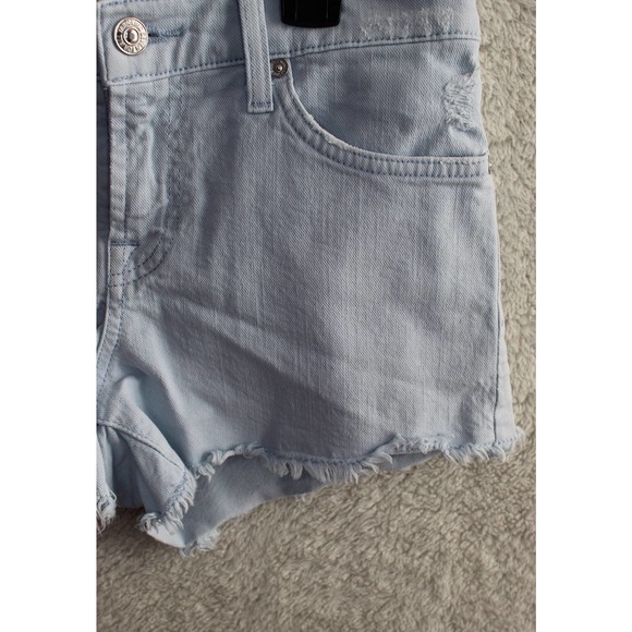 7 For All Mankind Cut Off Denim Jean Shorts in Light Blue Wash, Women's Size 26 - Picture 7 of 15